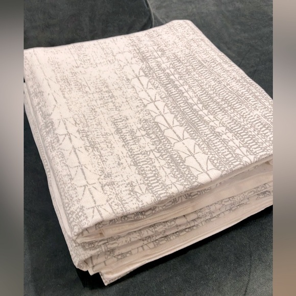 West Elm Echo Print Curtains Platinum Gray 48x96 (Pair - 2) - Picture 5 of 6